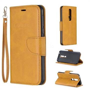 Classic Sheepskin PU Leather Phone Wallet Case for Nokia 7.1 - Yellow