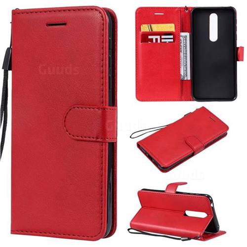 Retro Greek Classic Smooth PU Leather Wallet Phone Case for Nokia 7.1 - Red