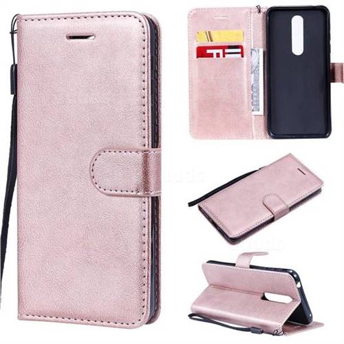 Retro Greek Classic Smooth PU Leather Wallet Phone Case for Nokia 7.1 - Rose Gold