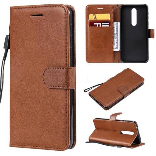 Retro Greek Classic Smooth PU Leather Wallet Phone Case for Nokia 7.1 - Brown