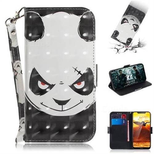 Angry Bear 3D Painted Leather Wallet Phone Case for Nokia 8.1 (Nokia X7)