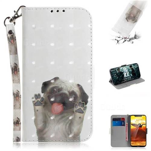 Pug Dog 3D Painted Leather Wallet Phone Case for Nokia 8.1 (Nokia X7)