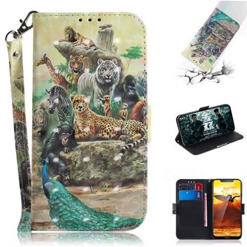 Beast Zoo 3D Painted Leather Wallet Phone Case for Nokia 8.1 (Nokia X7)