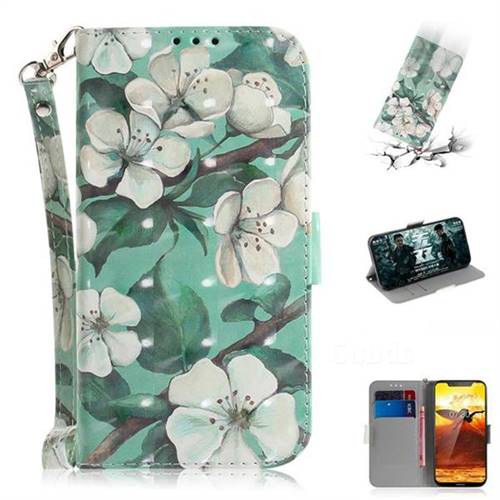 Watercolor Flower 3D Painted Leather Wallet Phone Case for Nokia 8.1 (Nokia X7)