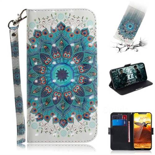 Peacock Mandala 3D Painted Leather Wallet Phone Case for Nokia 8.1 (Nokia X7)