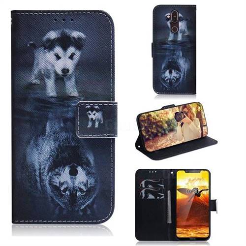 Wolf and Dog PU Leather Wallet Case for Nokia 8.1 (Nokia X7)