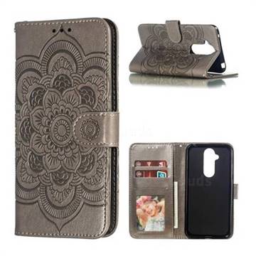 Intricate Embossing Datura Solar Leather Wallet Case for Nokia 8.1 (Nokia X7) - Gray