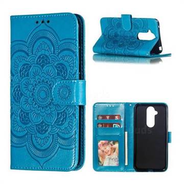 Intricate Embossing Datura Solar Leather Wallet Case for Nokia 8.1 (Nokia X7) - Blue