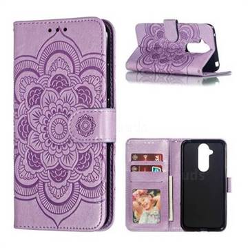 Intricate Embossing Datura Solar Leather Wallet Case for Nokia 8.1 (Nokia X7) - Purple