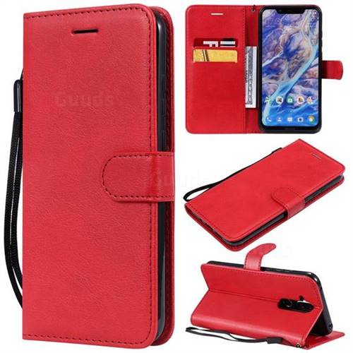 Retro Greek Classic Smooth PU Leather Wallet Phone Case for Nokia 8.1 (Nokia X7) - Red
