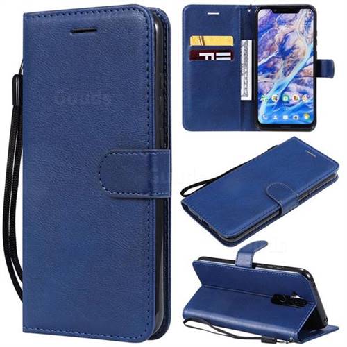 Retro Greek Classic Smooth PU Leather Wallet Phone Case for Nokia 8.1 (Nokia X7) - Blue