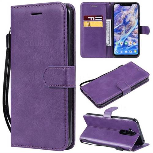 Retro Greek Classic Smooth PU Leather Wallet Phone Case for Nokia 8.1 (Nokia X7) - Purple