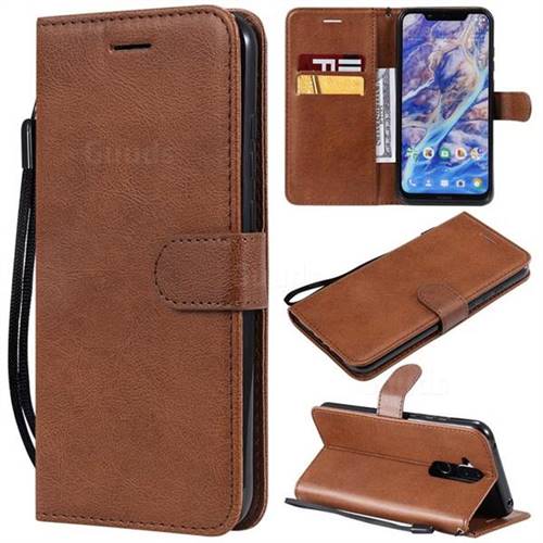 Retro Greek Classic Smooth PU Leather Wallet Phone Case for Nokia 8.1 (Nokia X7) - Brown