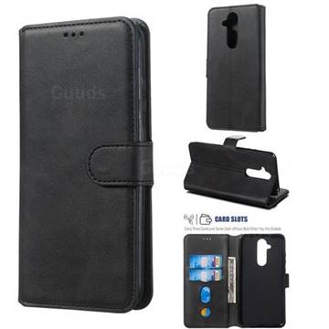 Retro Calf Matte Leather Wallet Phone Case for Nokia 8.1 (Nokia X7) - Black
