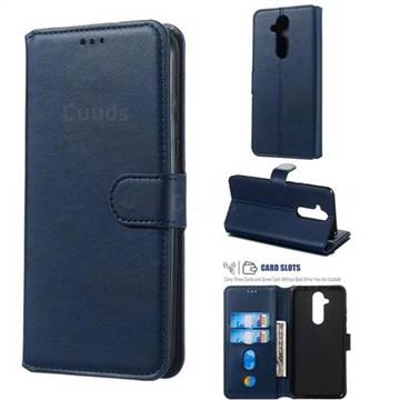 Retro Calf Matte Leather Wallet Phone Case for Nokia 8.1 (Nokia X7) - Blue