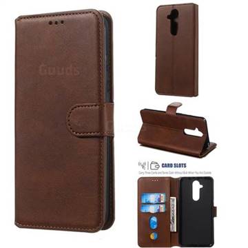 Retro Calf Matte Leather Wallet Phone Case for Nokia 8.1 (Nokia X7) - Brown