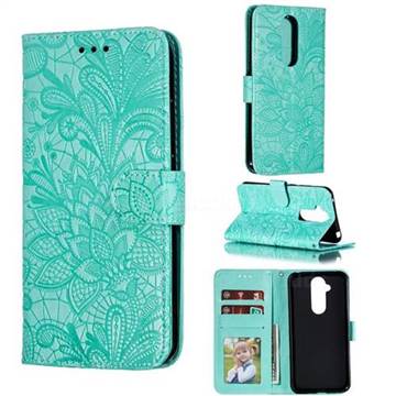 Intricate Embossing Lace Jasmine Flower Leather Wallet Case for Nokia 8.1 (Nokia X7) - Green