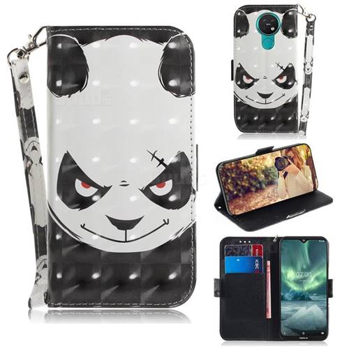 Angry Bear 3D Painted Leather Wallet Phone Case for Nokia 7.2