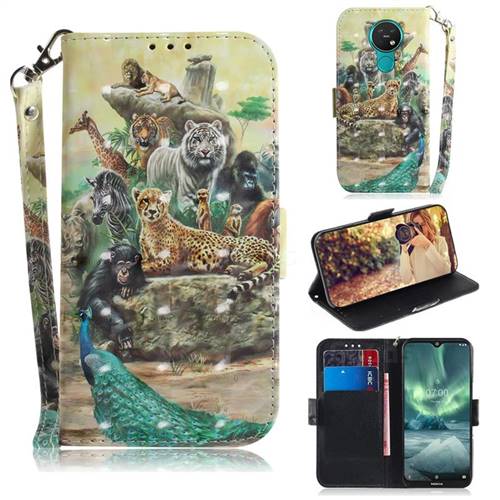 Beast Zoo 3D Painted Leather Wallet Phone Case for Nokia 7.2
