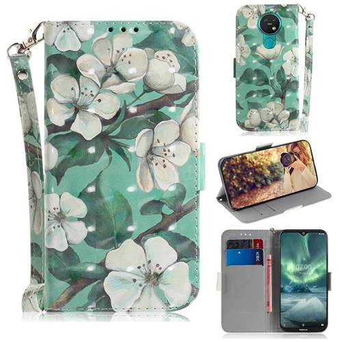 Watercolor Flower 3D Painted Leather Wallet Phone Case for Nokia 7.2