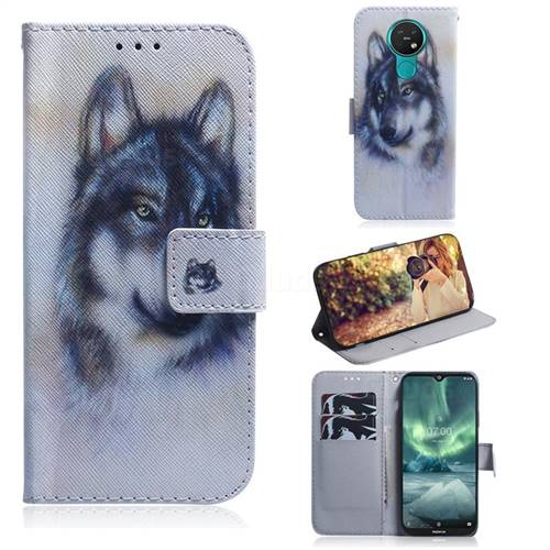 Snow Wolf PU Leather Wallet Case for Nokia 7.2