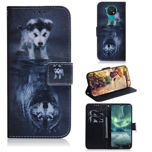 Wolf and Dog PU Leather Wallet Case for Nokia 7.2