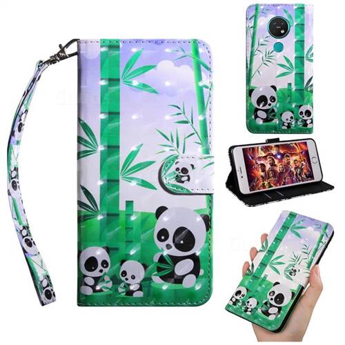 Eating Bamboo Pandas 3D Painted Leather Wallet Case for Nokia 7.2