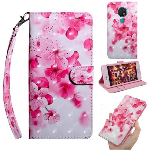 Peach Blossom 3D Painted Leather Wallet Case for Nokia 7.2
