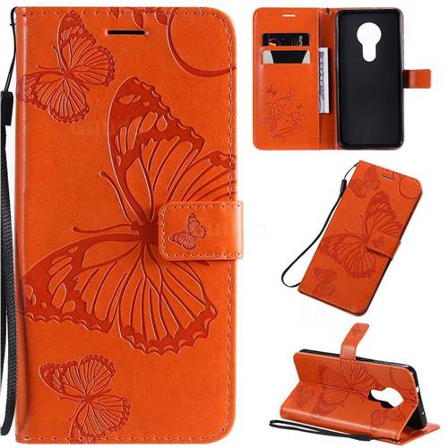 Embossing 3D Butterfly Leather Wallet Case for Nokia 7.2 - Orange