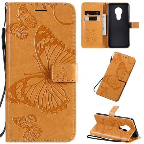 Embossing 3D Butterfly Leather Wallet Case for Nokia 7.2 - Yellow