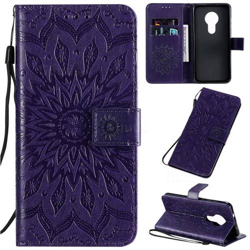 Embossing Sunflower Leather Wallet Case for Nokia 7.2 - Purple