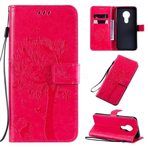 Embossing Butterfly Tree Leather Wallet Case for Nokia 7.2 - Rose