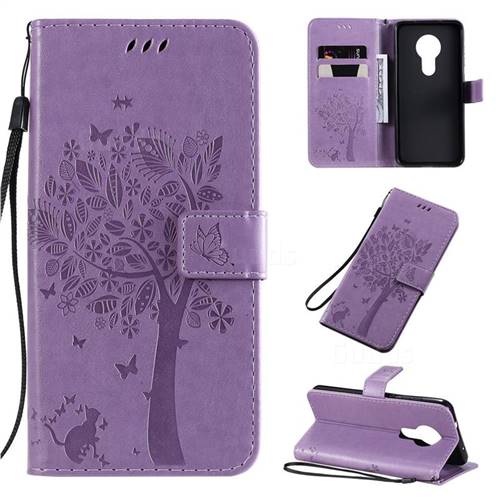 Embossing Butterfly Tree Leather Wallet Case for Nokia 7.2 - Violet