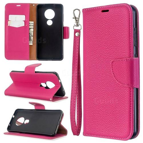 Classic Luxury Litchi Leather Phone Wallet Case for Nokia 7.2 - Rose