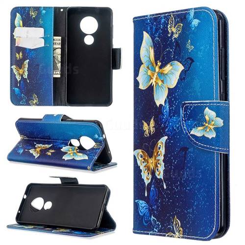Golden Butterflies Leather Wallet Case for Nokia 7.2