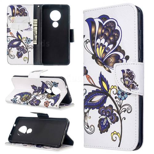 Butterflies and Flowers Leather Wallet Case for Nokia 7.2