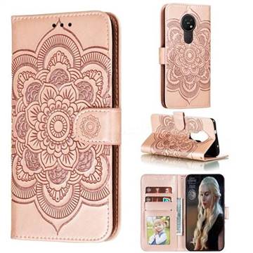Intricate Embossing Datura Solar Leather Wallet Case for Nokia 7.2 - Rose Gold