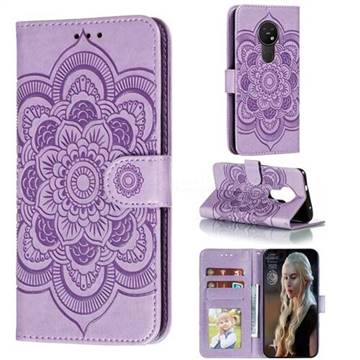 Intricate Embossing Datura Solar Leather Wallet Case for Nokia 7.2 - Purple