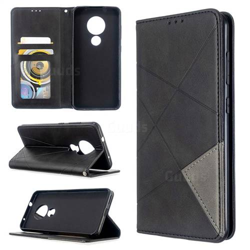Prismatic Slim Magnetic Sucking Stitching Wallet Flip Cover for Nokia 7.2 - Black