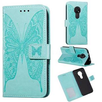 Intricate Embossing Vivid Butterfly Leather Wallet Case for Nokia 7.2 - Green