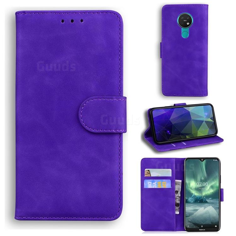 Retro Classic Skin Feel Leather Wallet Phone Case for Nokia 7.2 - Purple