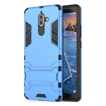 Armor Premium Tactical Grip Kickstand Shockproof Dual Layer Rugged Hard Cover for Nokia 7 Plus - Light Blue