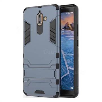 Armor Premium Tactical Grip Kickstand Shockproof Dual Layer Rugged Hard Cover for Nokia 7 Plus - Navy
