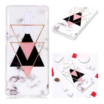 Inverted Triangle Black Soft TPU Marble Pattern Phone Case for Nokia 7 Plus