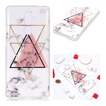 Inverted Triangle Powder Soft TPU Marble Pattern Phone Case for Nokia 7 Plus