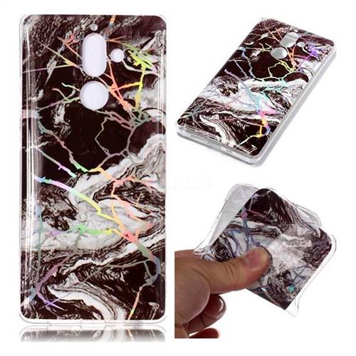 White Black Marble Pattern Bright Color Laser Soft TPU Case for Nokia 7 Plus