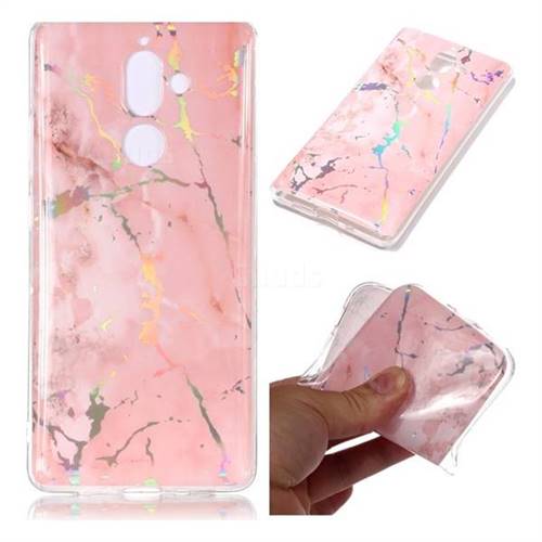 Powder Pink Marble Pattern Bright Color Laser Soft TPU Case for Nokia 7 Plus