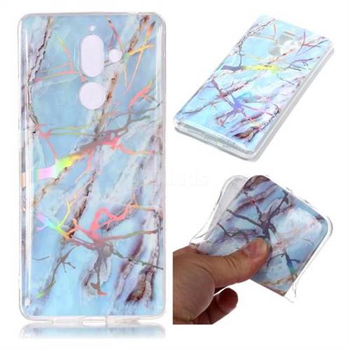 Light Blue Marble Pattern Bright Color Laser Soft TPU Case for Nokia 7 Plus
