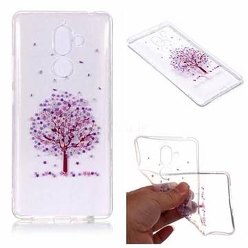 Purple Flower Super Clear Soft TPU Back Cover for Nokia 7 Plus