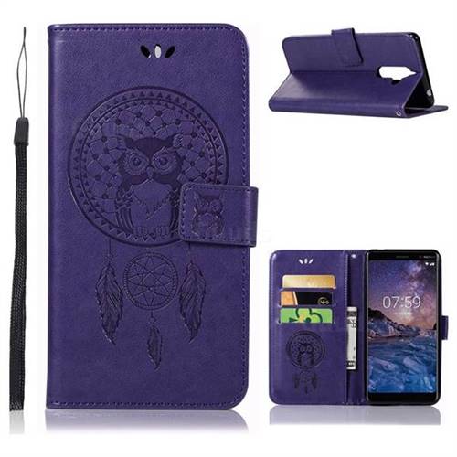 Intricate Embossing Owl Campanula Leather Wallet Case for Nokia 7 Plus - Purple